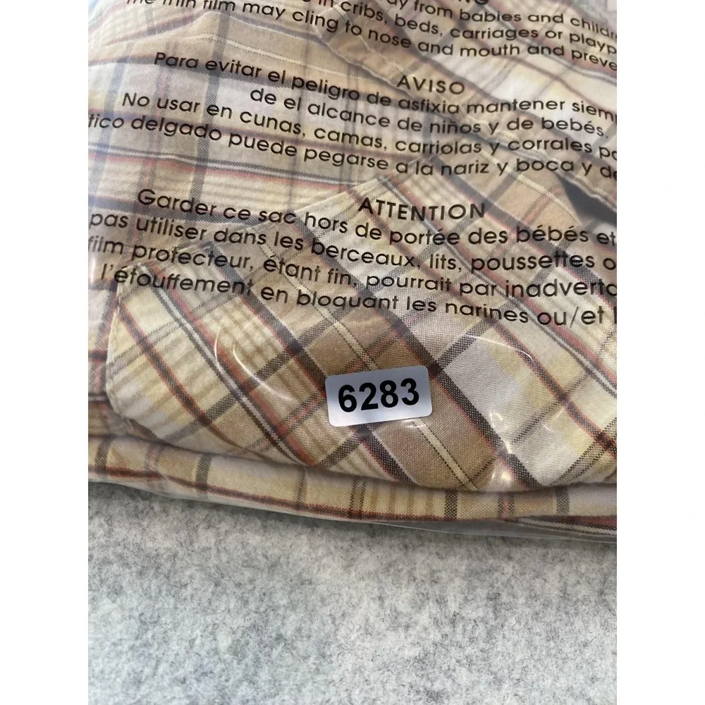 Levi's Shirt Mens Large Beige Plaid Western Pearl Snap Short Sleeve Casual